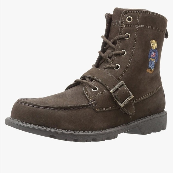 Polo Ralph Lauren Ranger Hi II USA flag Sweater Bear boots boys Youth LEON - Picture 6 of 15